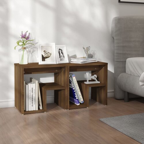 VidaXL noćni ormarići 2 kom smeđi hrast 40x30x40 cm konstruirano drvo Slike