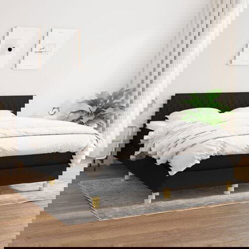 vidaXL Box spring posteljni z vzmetnico črn 140x190 cm blago Cene