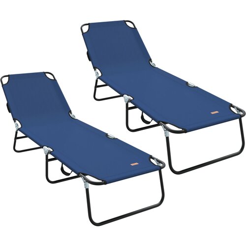vidaXL Zložljiv sončni lounger 2 kosa Prenosni modri 600D Oxford tkanina Cene