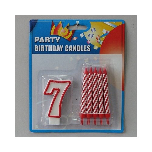  Svećice (10kom) sa BROJEM 7 visinabr.8cm/sveć.9cm Cene