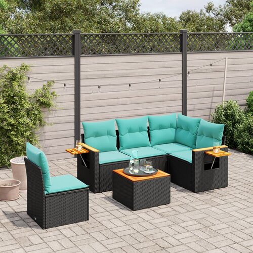 vidaXL 6-dijelni set vrtnih sofa od poliratana s jastucima crni Cijene