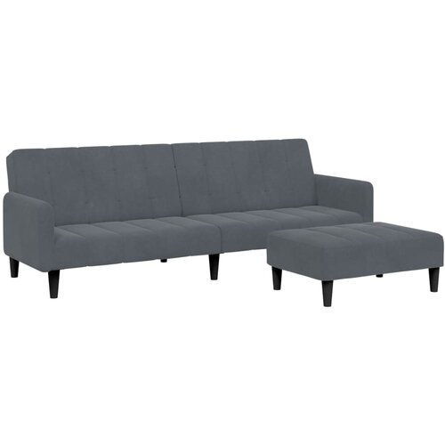 Maison Chic kavč - Sofa - Kanape dvosed z leži&amp;scaron;čem in stolčkom za noge temno siv žamet, (21727856) Slike