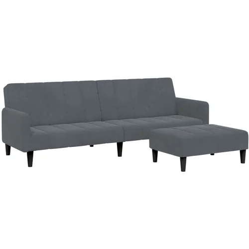 Maison Chic kavč - Sofa - Kanape dvosed z ležiščem in stolčkom za noge temno siv žamet, (21727856)