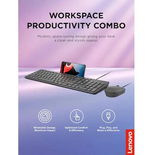 Lenovo Žični komplet tastatura i mi&amp;scaron; 310, USB-A, SRB, Crna Slike