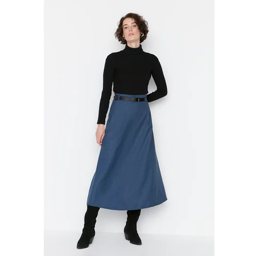 Trendyol Indigo Waist Belt Woven Skirt