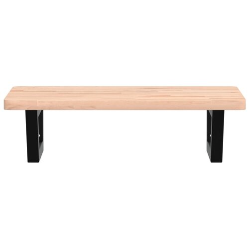  Zidna polica za umivaonik od čelika i masivne bukovine Smeđa 60 x 40 x 2.5 cm Slike