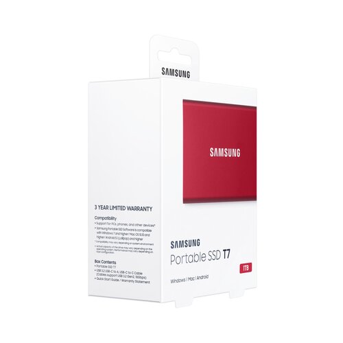 Samsung Portable T7 1TB crveni eksterni SSD MU-PC1T0R Slike