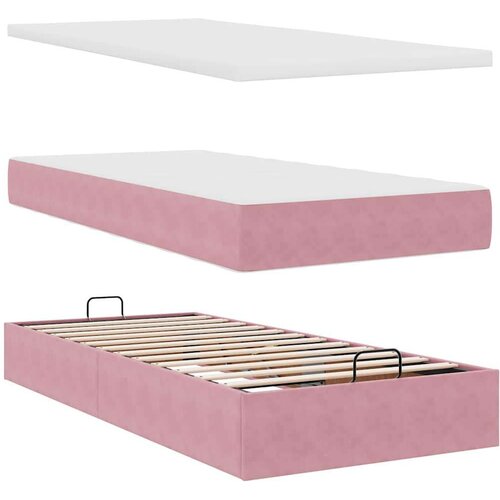 VidaXL okvir kreveta s madracima ružičasti 200x200cm bar&amp;scaron;unasti Slike