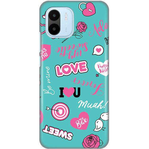 silikonska maska za Xiaomi Redmi A1/A2 Love Print tirkizna Slike