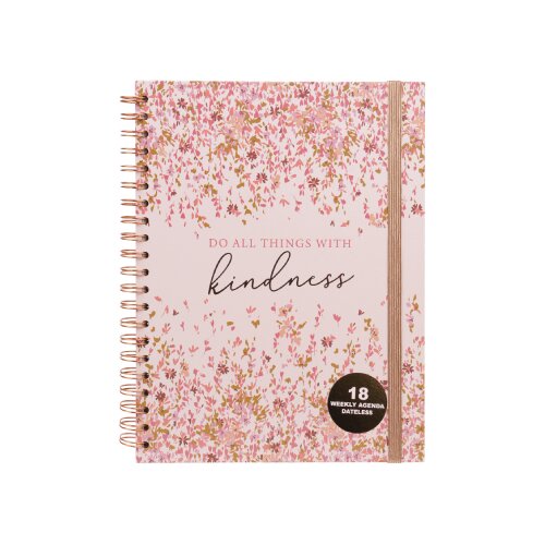 Tri Coastal Design Group S.R.L Datumirana agenda - Weekly, 18 month, Dateless, Pink Flowers, spirala Slike
