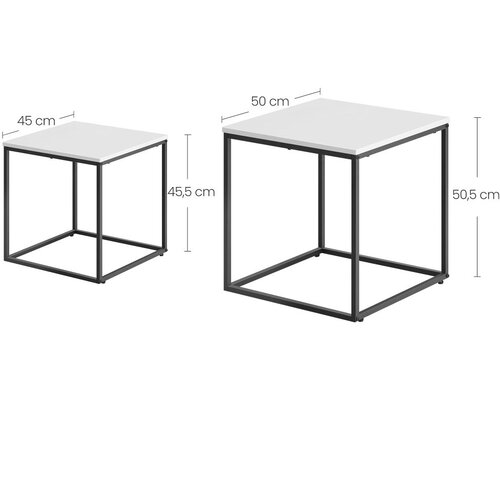  Set četvrtastih stolića - bijele/crne noge Slike