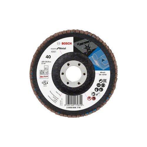 Bosch Brusna lamelirana ploča, ravna izvedba, potporni tanjir od staklene tkanine X551, Expert for Metal, 125 mm, 22,23 mm, G40 2608606716 Cene