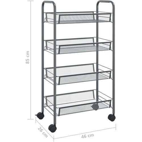  Kuhinjska kolica s 4 razine siva 46 x 26 x 85 cm željezna Slike