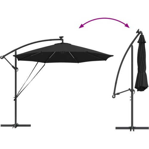 VidaXL Samostojeći banana suncobran Crna 294 x 294 x 248 cm Slike