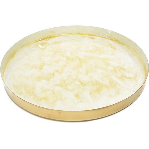 Mhome Lakiran pladenj 32cm / okrogel / zlat / kovina, (5000267550) Slike