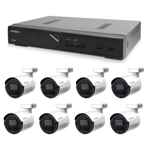 Avtech Komplet kamer 1x NVR AVH1109 in 8x 2MPX IP Bullet kamera DGM2103SV + 8x UTP kabel 1x RJ45 - 1x RJ45 Cat5e 15m!, (20653024)