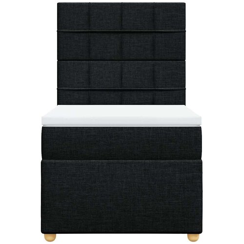  Krevet s oprugama i madracem crni 100 x 200 cm od tkanine Slike