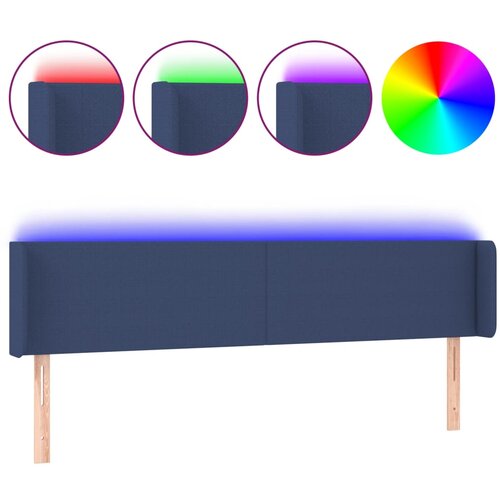 Maison Chic led posteljno vzglavje - vzglavna omarica - nočna omarica modro 163x16x78/88 cm blago, (21710892) Slike