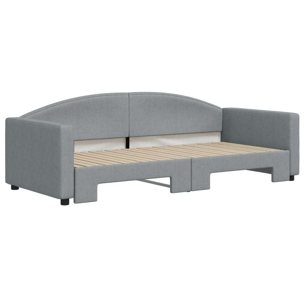 VidaXL Dnevni krevet na razvlačenje svjetlosivi 90 x 200 cm od tkanine Slike