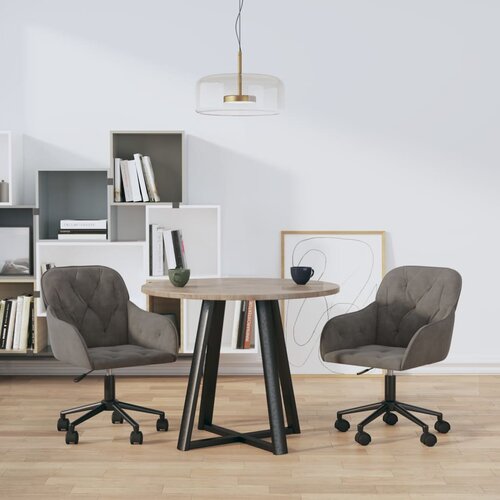 The Living Store Vrtljiv jedilni stol 2 kosa temno siv žamet - Jedilni Stol, (21495509) Slike