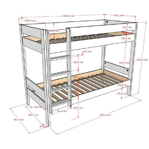 Vipack Bijeli dječji krevet na kat s podnicom 90x200 cm Primo &amp;ndash; Slike