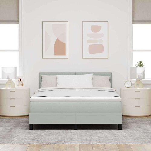 Box Spring Krevet s Madracem &amp;amp;amp LED Svjetlom Svjetlosiva 140x200 cm Bar&amp;scaron;un Slike