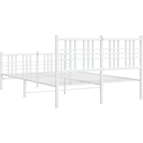 VidaXL Metalni okvir kreveta uzglavlje i podnožje bijeli 120x200 cm Slike
