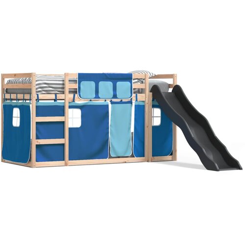 vidaXL Krevet na kat s toboganom i zavjesama plavi 90 x 190 cm Cijene