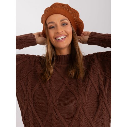 Fashion Hunters Light brown knitted beret Slike