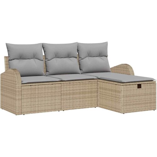  Set sofe 4 kom. Bež i svijetlo siva poliratan 179 x 117 x 85 cm Slike