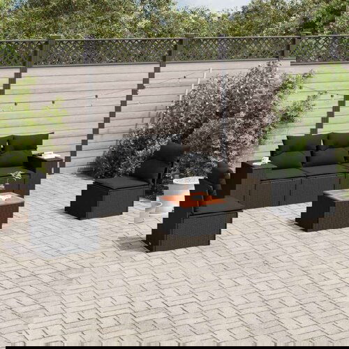 vidaXL 6-dijelni set vrtnih sofa s jastucima crni od poliratana Cijene