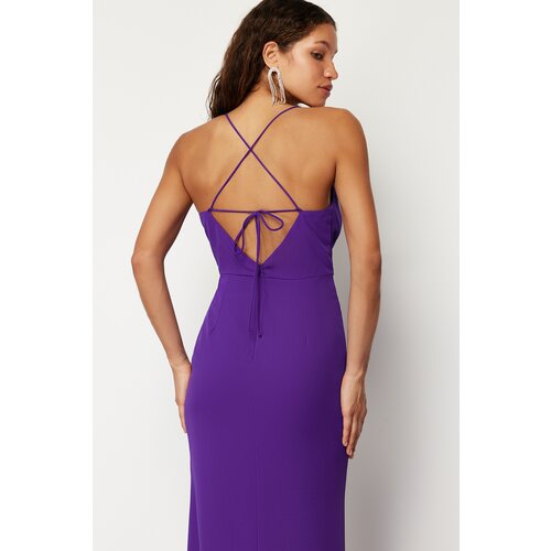 Trendyol Purple Evening Dress With Piping Detailed Back Slike