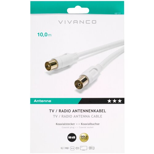 Vivanco Antennenkabel weiß 10m 48131 10m Koaxk.90DB weiss Zum Anschluss von Radio/Tv Geräten Cene