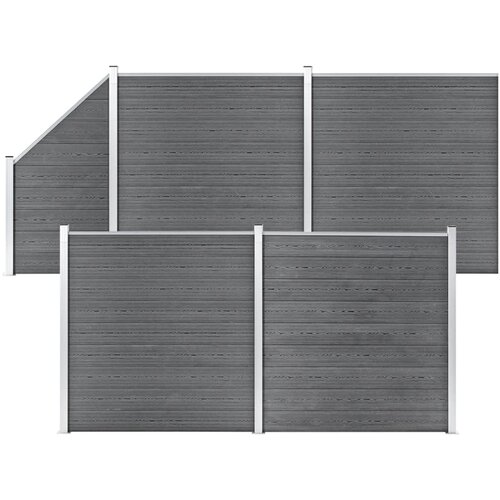  Set WPC ograda 4 kvadratne + 1 kosa 792 x 186 cm sivi Slike