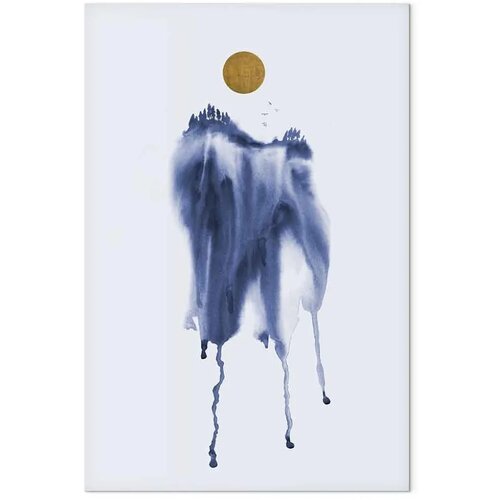  Slika - Forest in Watercolors (1-part) - Blue Hue Landscape Abstraction 80x120 Slike