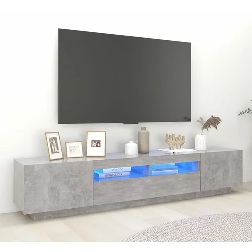 vidaXL TV omarica z LED lučkami betonsko siva 200x35x40 cm