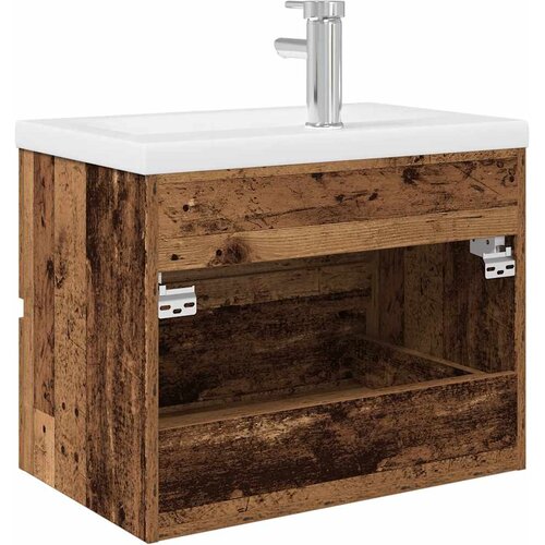  Ormarić za sudoper ugradbenim umivaonikom i slavinom Staro drvo Smeđa 60 x 38.5 x 45 cm Slike