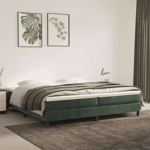 vidaXL Box spring postelja z vzmetnico temno zelena 200x200 cm žamet Cene