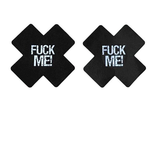 SuperLove Cross Nipple Covers Fuck Me! Black Slike