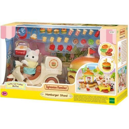  Dodaci za Kuću za Lutke Sylvanian Families Puesto de hamburguesas - Papa Latte Cat y Scooter 30 Dijelovi Cene