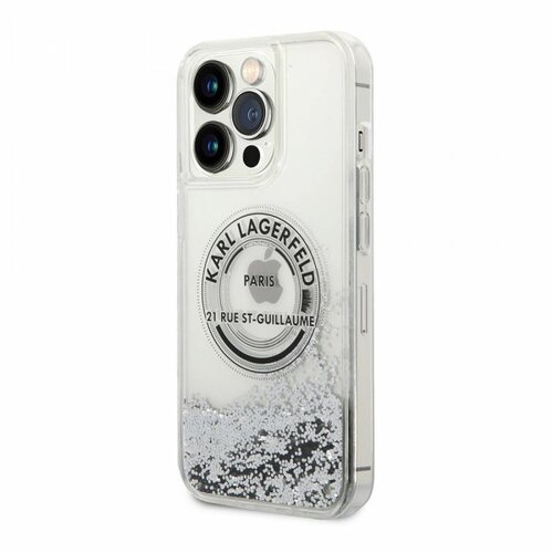 Karl Lagerfeld futrola liquid glitter round rsg logo za iphone 14 pro srebrna full org (KLHCP14LLCRSGRS) Cene