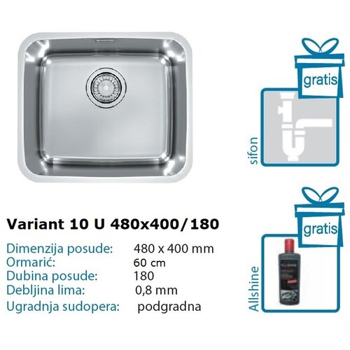 Alveus variant 10-U 480x400/180 mm Cene