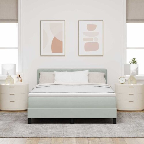  LED Box Spring Krevet Svijetlo siva 160 x 200 cm Bar&amp;scaron;un Slike