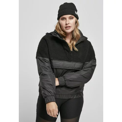 Urban Classics Ladies Sherpa Mix Pull Over Jacket Black/black