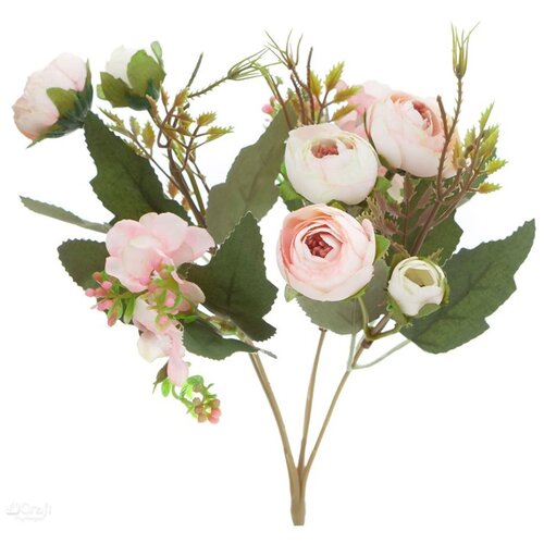  Buket umjetnih kamelija puder roza 29 cm Slike