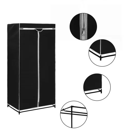 vidaXL 282437 Wardrobe Black 75x50x160 cm