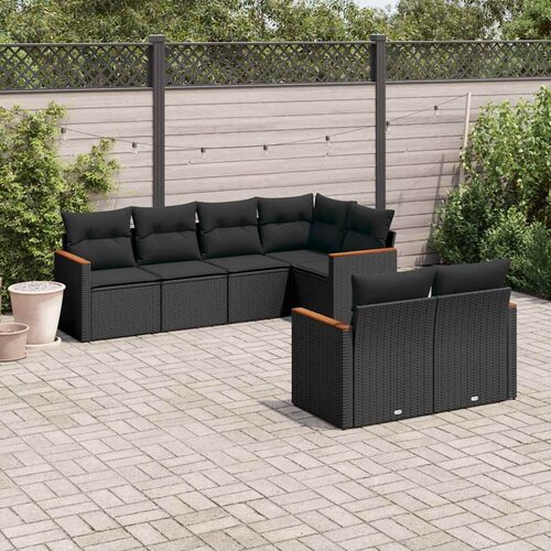  7-dijelni set vrtnih sofa od poliratana s jastucima crni Cijene