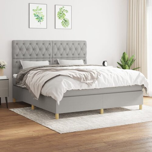 The Living Store Box spring postelja z vzmetnico svetlo siva 160x200 cm žamet - Box Spring Postelja, (21488520) Slike