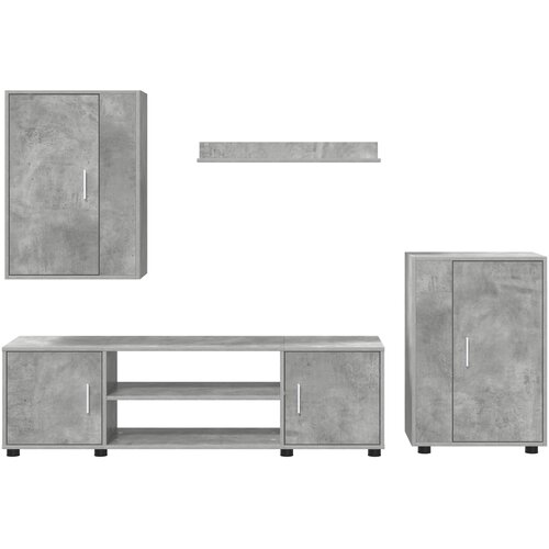  Set TV komoda Zidne 4 pcs Betonski sivi Konstruirano drvo Slike