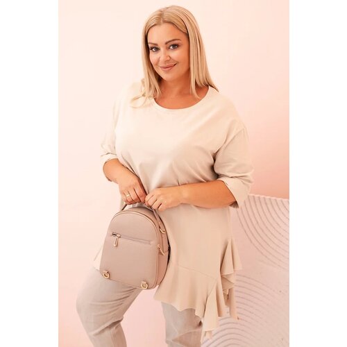 Kesi Włoski Women&amp;#039;s Plus Size blouse with cotton, featuring a pocket and rolled sleeves kiwi Slike